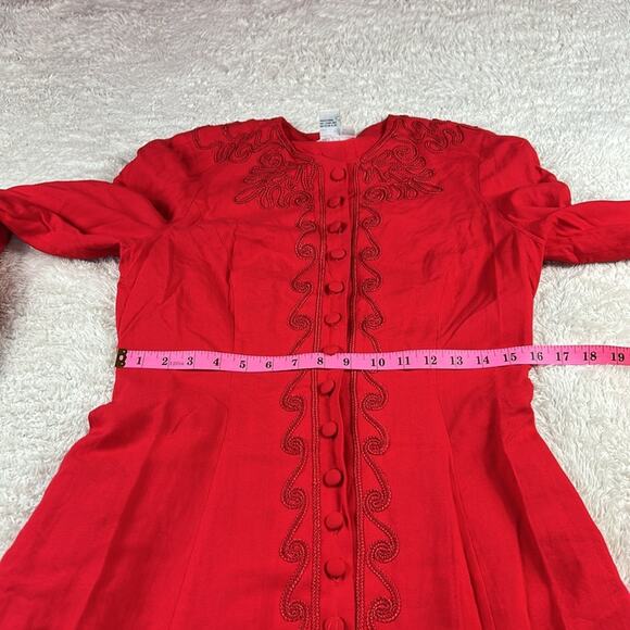 Talbots long sleeved red button down midi dress, size 8 - Picture 9 of 11